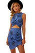 Print Hollow Out Twist Bodycon Mini Dress